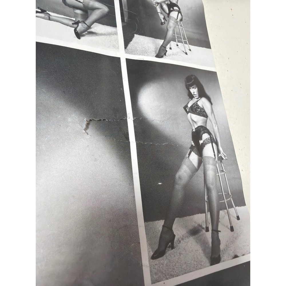 Rare Vintage 1994 Bunny Yeager Bettie Page Pinup Poster 20x16 Black White Fair - Picture 3 of 7